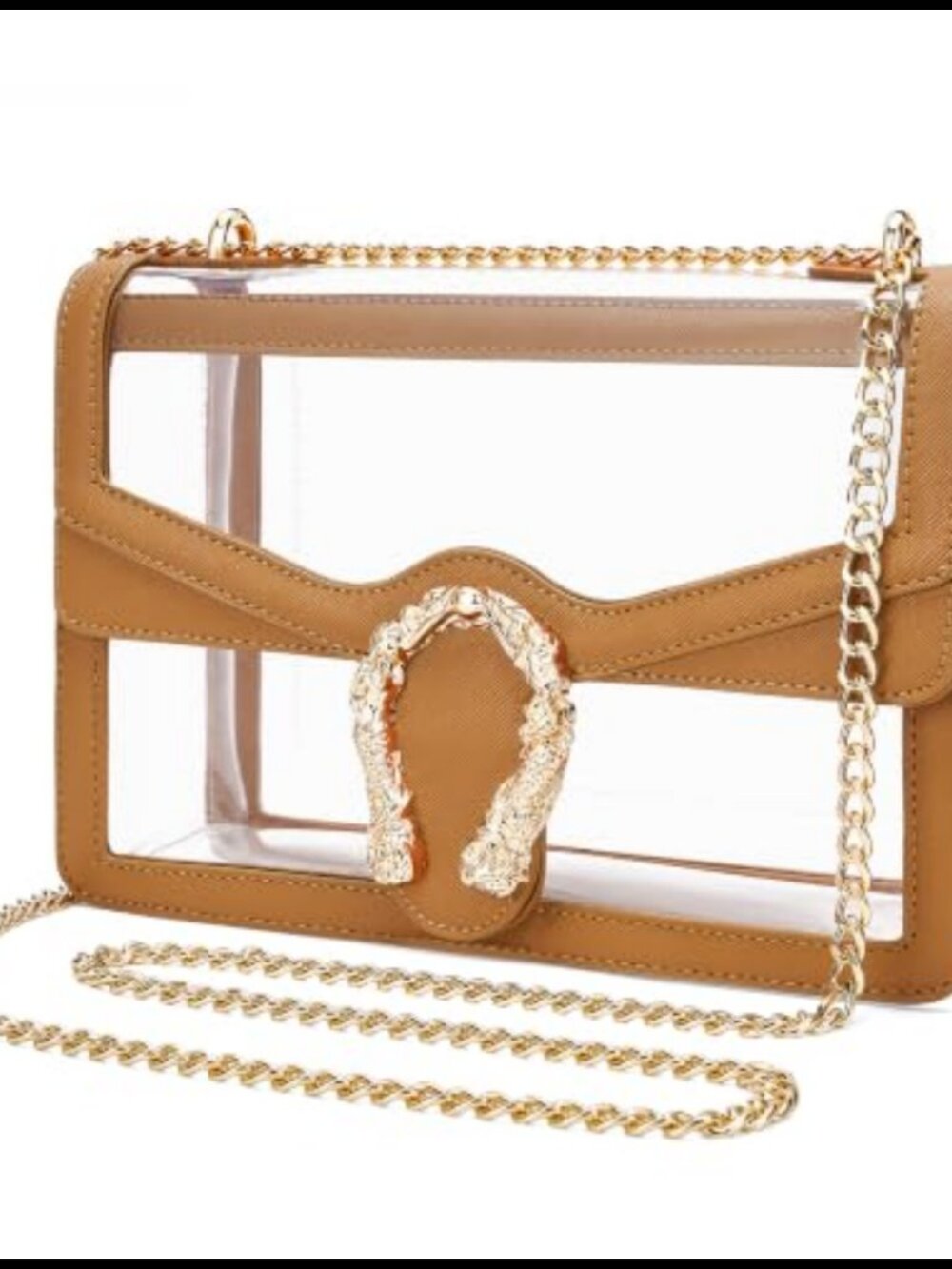 Stadium Approved Clear Crossbody Bag Chain Strap PVC Vegan Leather